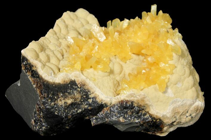 Fluorescent, Yellow Calcite Crystal Cluster - South Dakota #129707